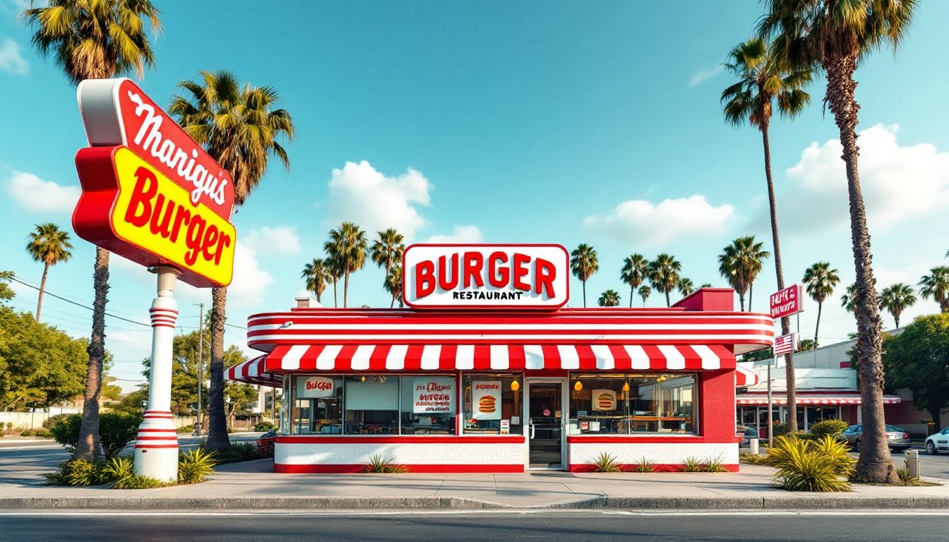 カリフォルニアのバーガーショップ外観