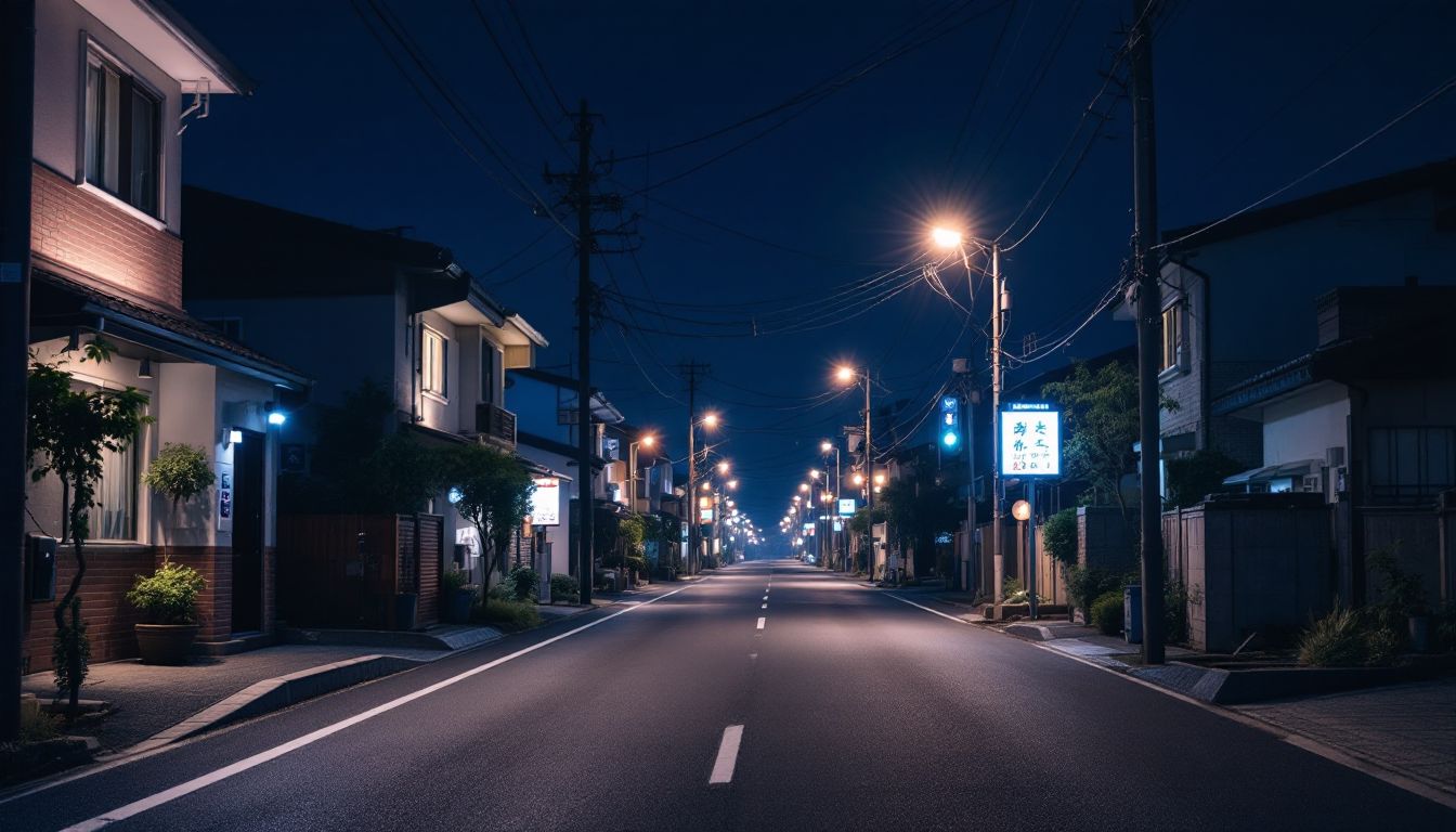 夜でも安心して歩ける日本の住宅街