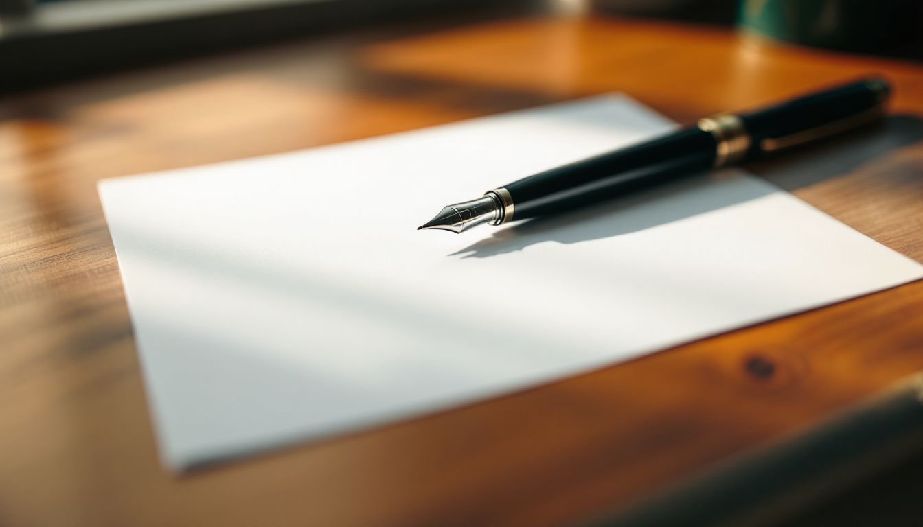 これから職務内容を書き起こす白紙とペン