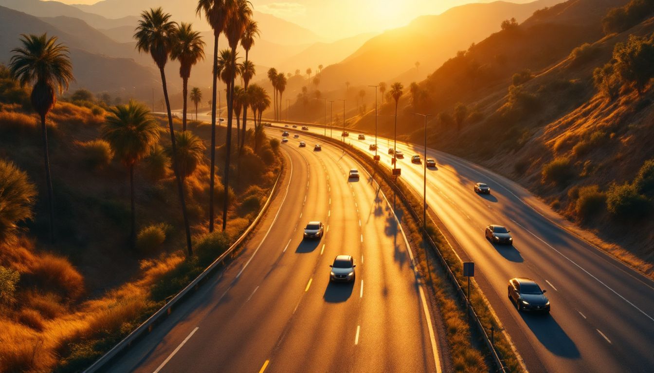南カリフォルニアの朝の高速道路